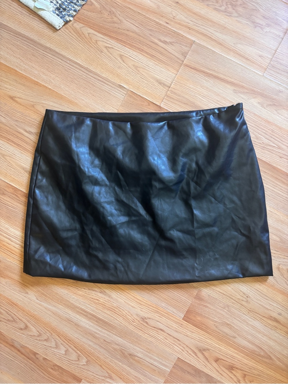 Little black leather mini skirt